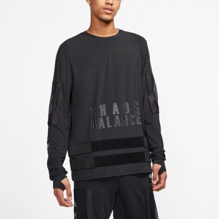 Nike Printing Splicing Sports Round Neck Pullover Black BV6476-010