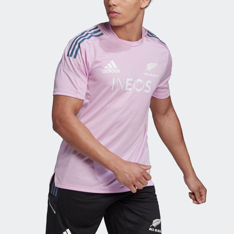 Men's adidas Printing Stripe Logo Round Neck Short Sleeve Purple T-Shirt HG7302