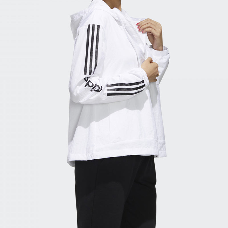 (WMNS) adidas neo Printing Hooded Jacket White FP7472