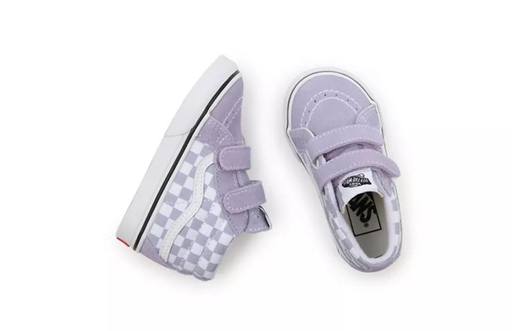 Vans Toddler Sk8-Mid Velcro Mid-Top Sneakers Purple/White BP VN00018WARV
