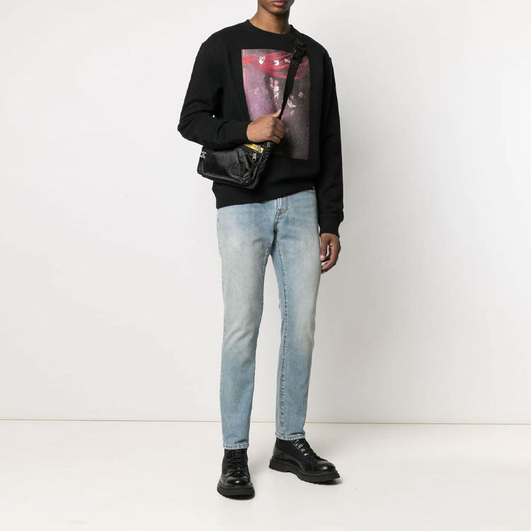Off-White SS21 Arrows Pattern Printing Round Neck Long Sleeves Version Black OMBA025S21FLE0091001