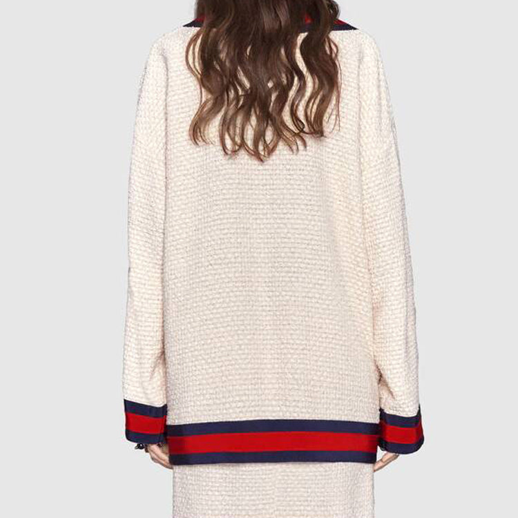 (WMNS) Gucci Contrasting Colors Webbing Loose Jacket White 469657-ZID86-9401