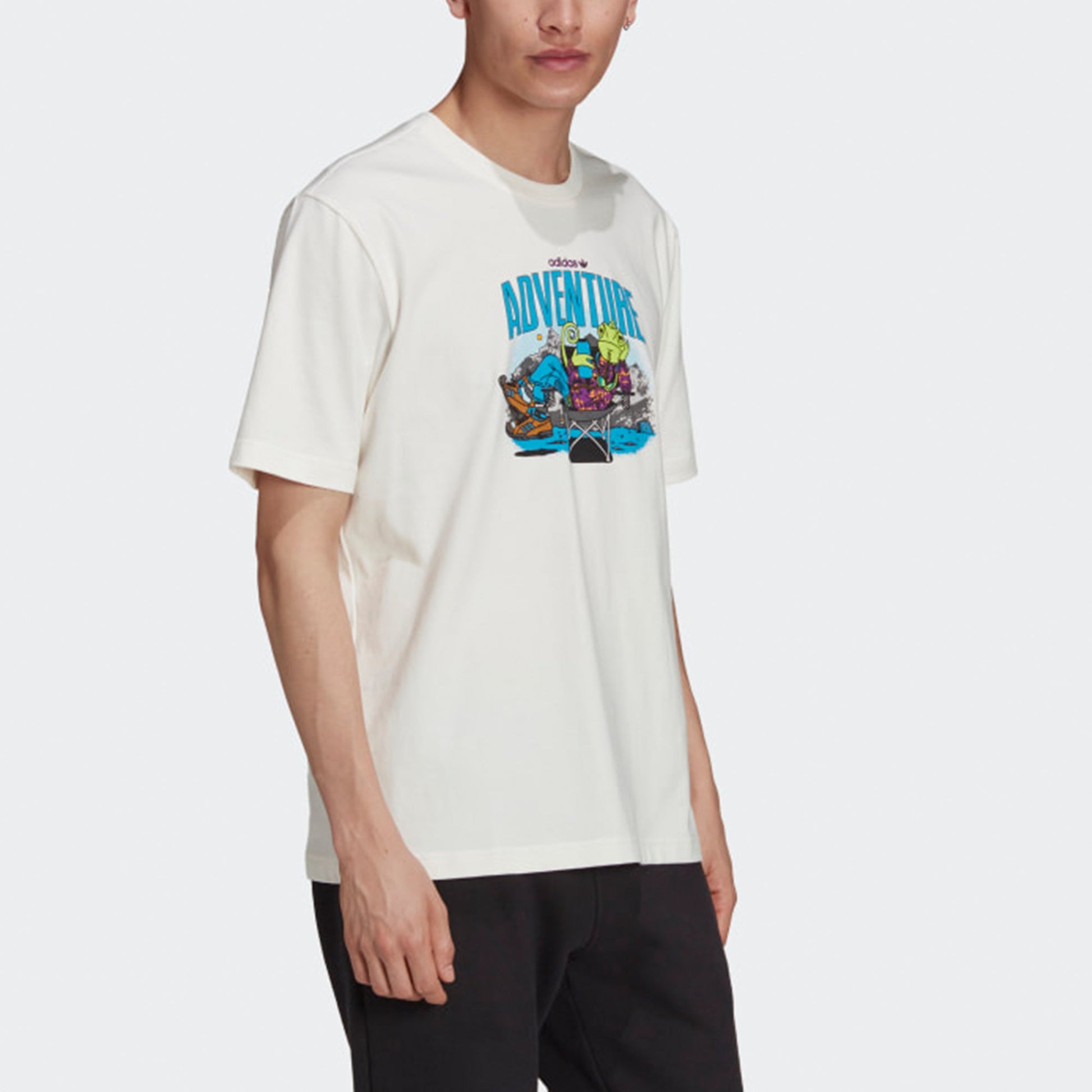 Men's adidas originals Chameleon Printing Sports Short Sleeve White T-Shirt H09083