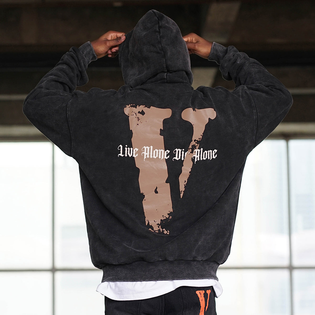 VLONE Live Alone Die Alone Hoodie 'Black Brown' VLHD24003-BK