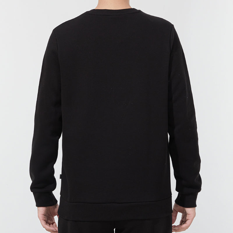 PUMA ESS Small Logo Crew FL Logo Printing Sports Round Neck Pullover Black 846389-01