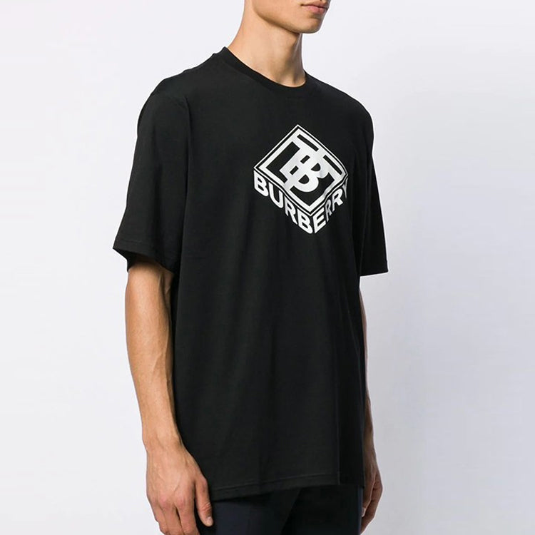 Men's Burberry Logo Graphic Cotton Tshirt Printing Short Sleeve Black 80218311