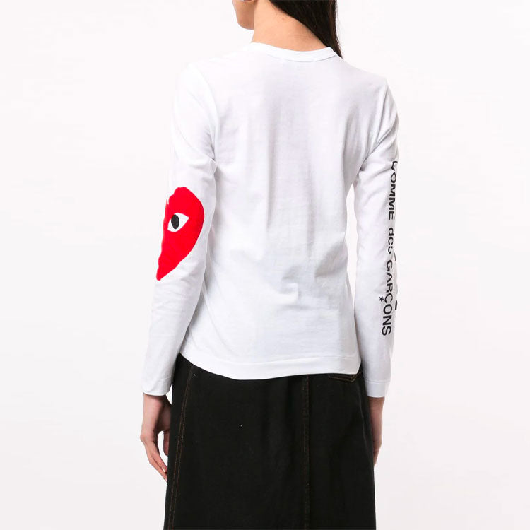 (WMNS) COMME des GARCONS PLAY Sleeve Logo Round Neck Long Sleeves 'White' AZ-T257-051