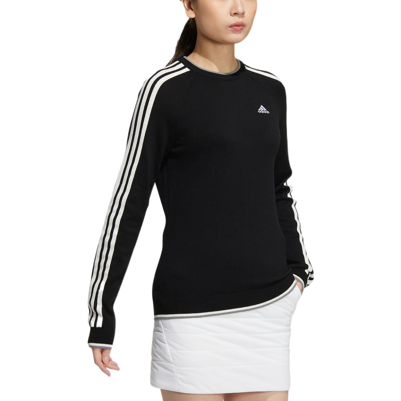 (WMNS) adidas 3-Stripes Long Sleeve Crewneck Sweater 'Black' HG8281