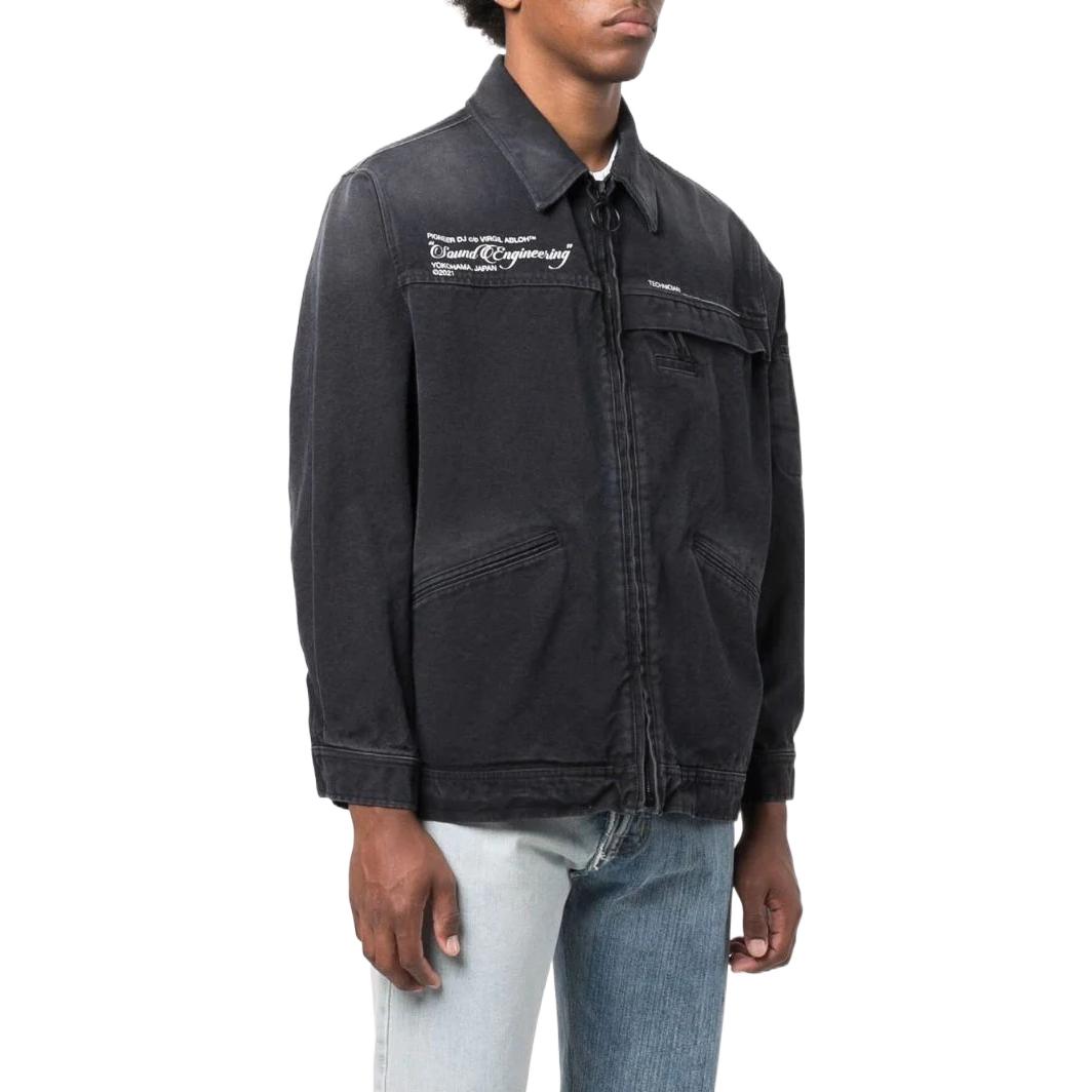 Men's Off-White SS22 Solid Color Denim Dark Grey Jacket OMEA210G21FAB00110591059