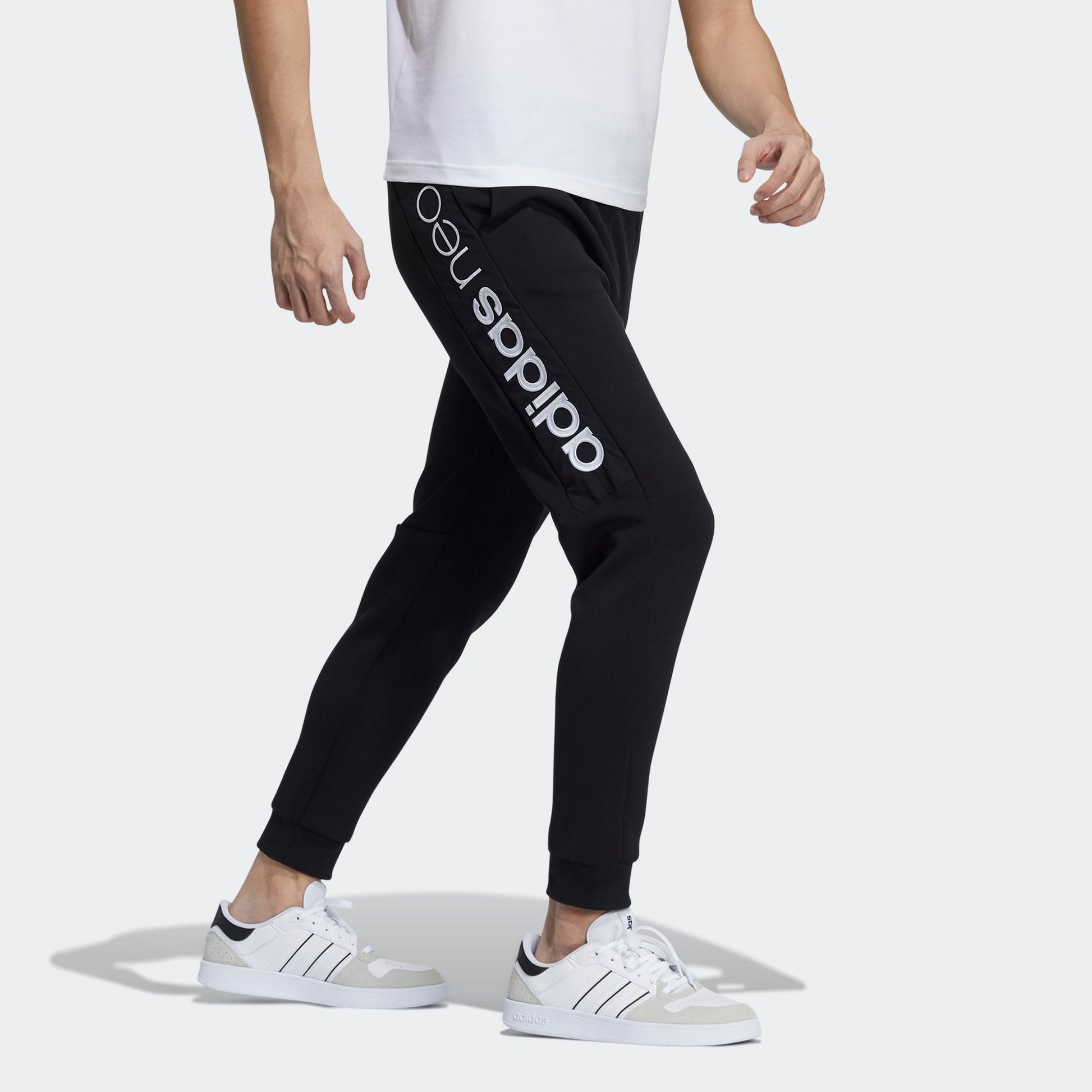 adidas neo M Cs Db Tp 2 Logo Stripe Athletics Sports Knit Bundle Feet Pants Black GP5681