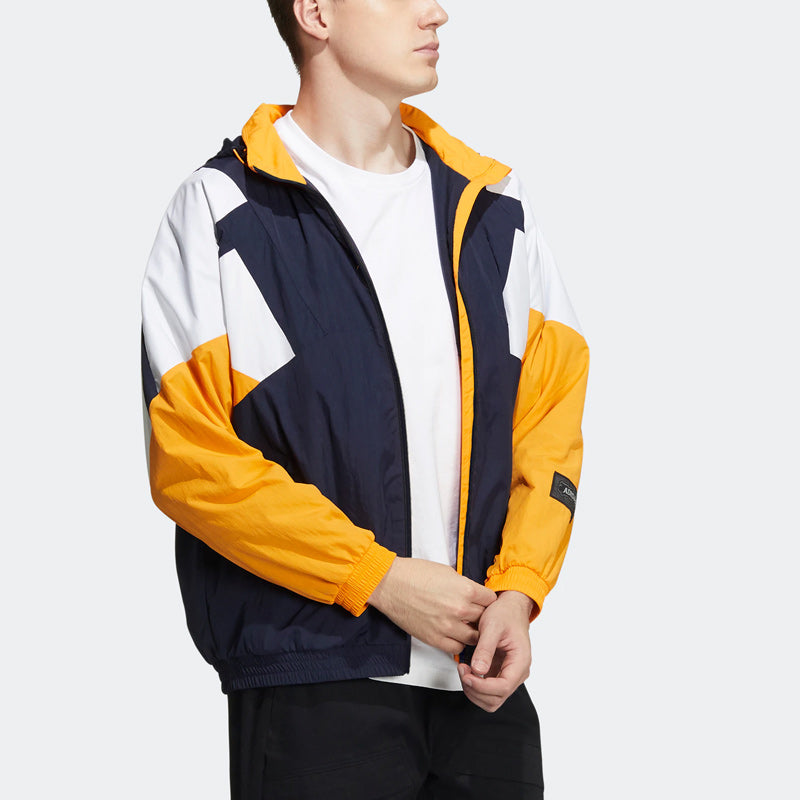 adidas St Brand Wvjk Contrasting Colors Logo Micro Mark Athleisure Casual Sports Zipper Hooded Jacket Multicolor HE7473