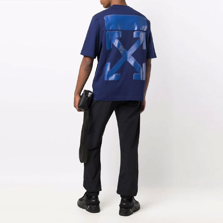 Off-White FW21 Arrow Round Neck Short Sleeve Version Blue OMAA119F21JER0124545