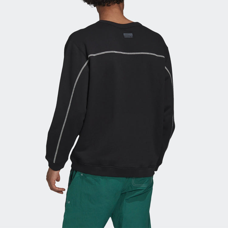 adidas originals Logo ribbed Sleeve Sports Pullover Black GD9309