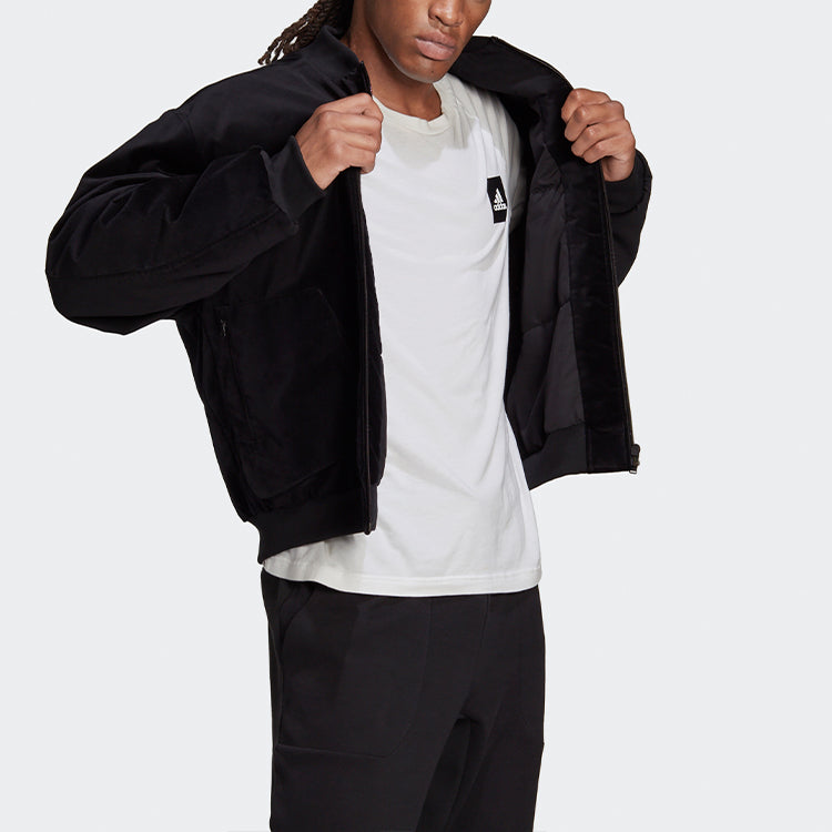 adidas Velvet Bomber M Solid Color Sports Jacket Black H25097