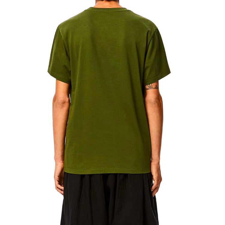 Men's LOEWE Anagram Classic Embroidered Cotton Round Neck Short Sleeve Green H6109230CR-4160