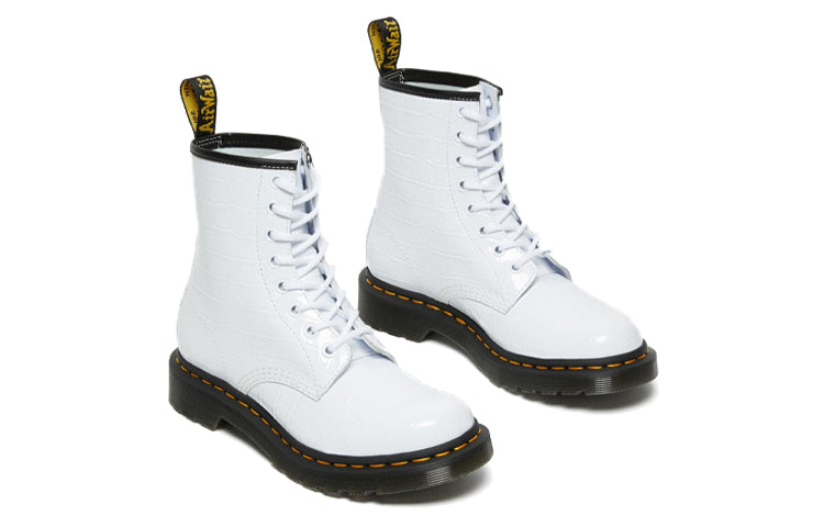 (WMNS) Dr. Martens 1460 Patent Croc Emboss Leather Boots 'White' 26855100