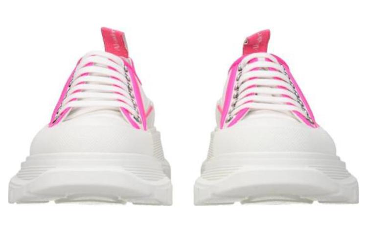 (WMNS) Alexander McQueen Tread Slick Lace Up 'White Neon Pink' 697074W4MV59895
