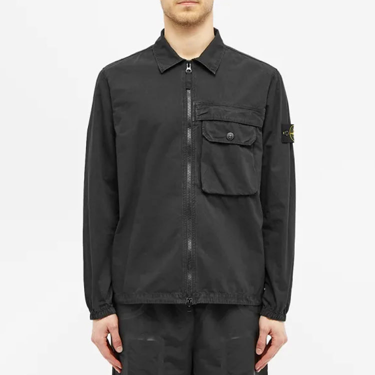 Men's STONE ISLAND Zipper Pocket Cotton Classic Jacket Black 7315107WN-V0129