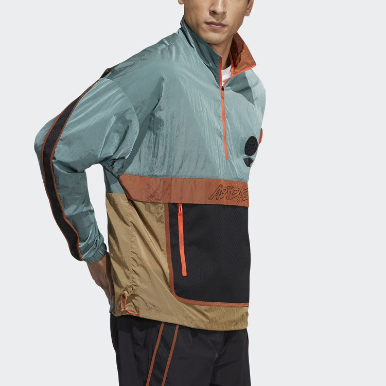 adidas Sports Stand Collar Cardigan Jacket Yellow Green Colorblock GP0845