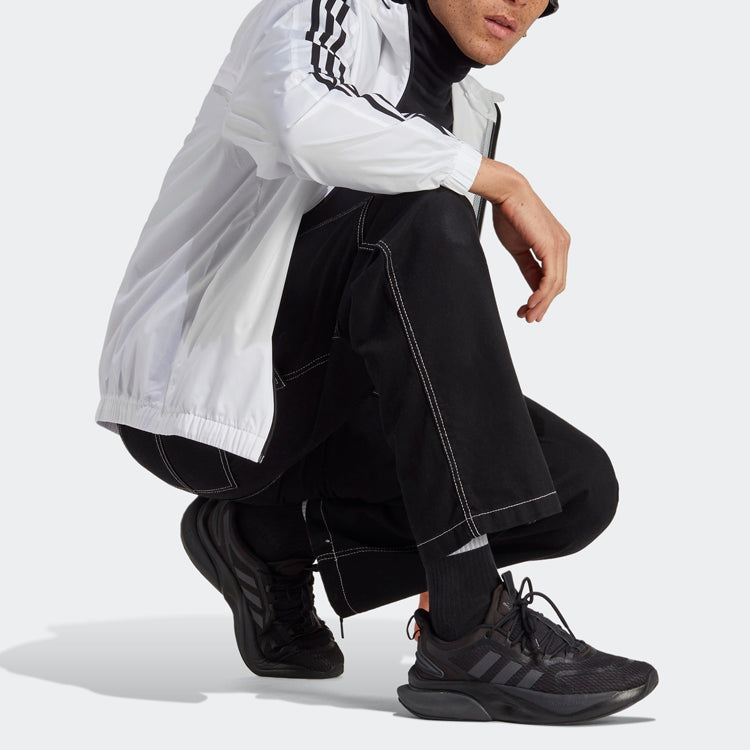 adidas Essentials 3-Stripes Woven Windbreaker 'White Black' IB0386
