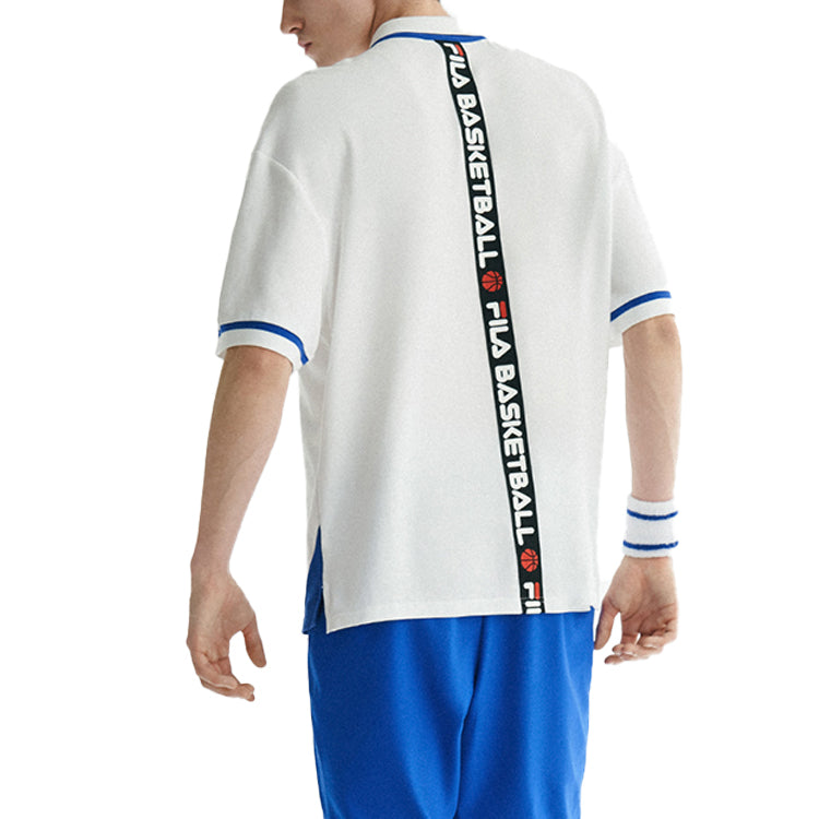 FILA Fusion Alphabet Logo Printing Short Sleeve Polo Shirt White T11M022105F-WT