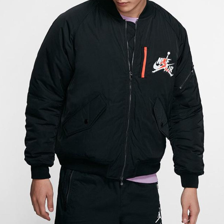 Air Jordan Wings MA-1 logo Printing Stay Warm Casual Jacket Black AV2599-010