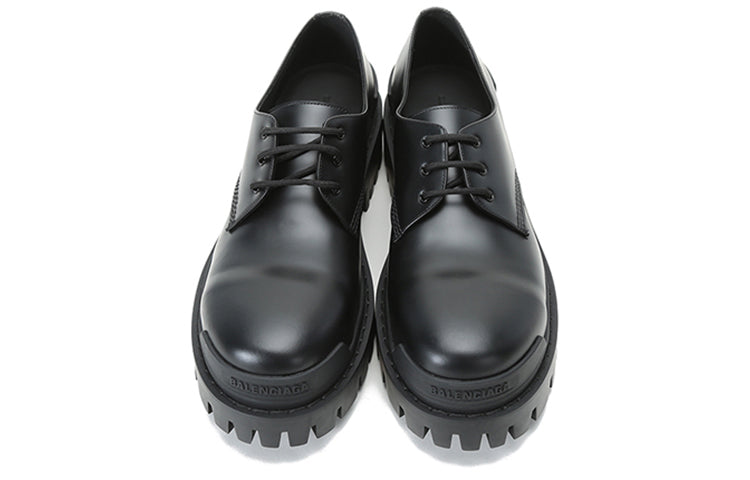Balenciaga Cowhide Lacing Thick Sole Casual Leather Shoes Black 600600-WA960-1000