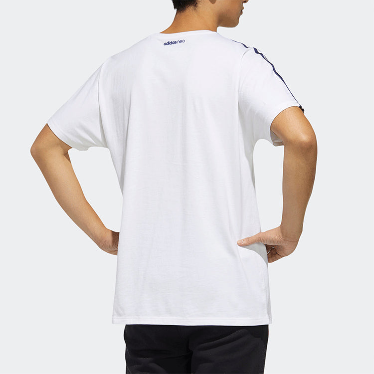 Men's adidas neo Pattern Printing Sports Short Sleeve White T-Shirt GK5870