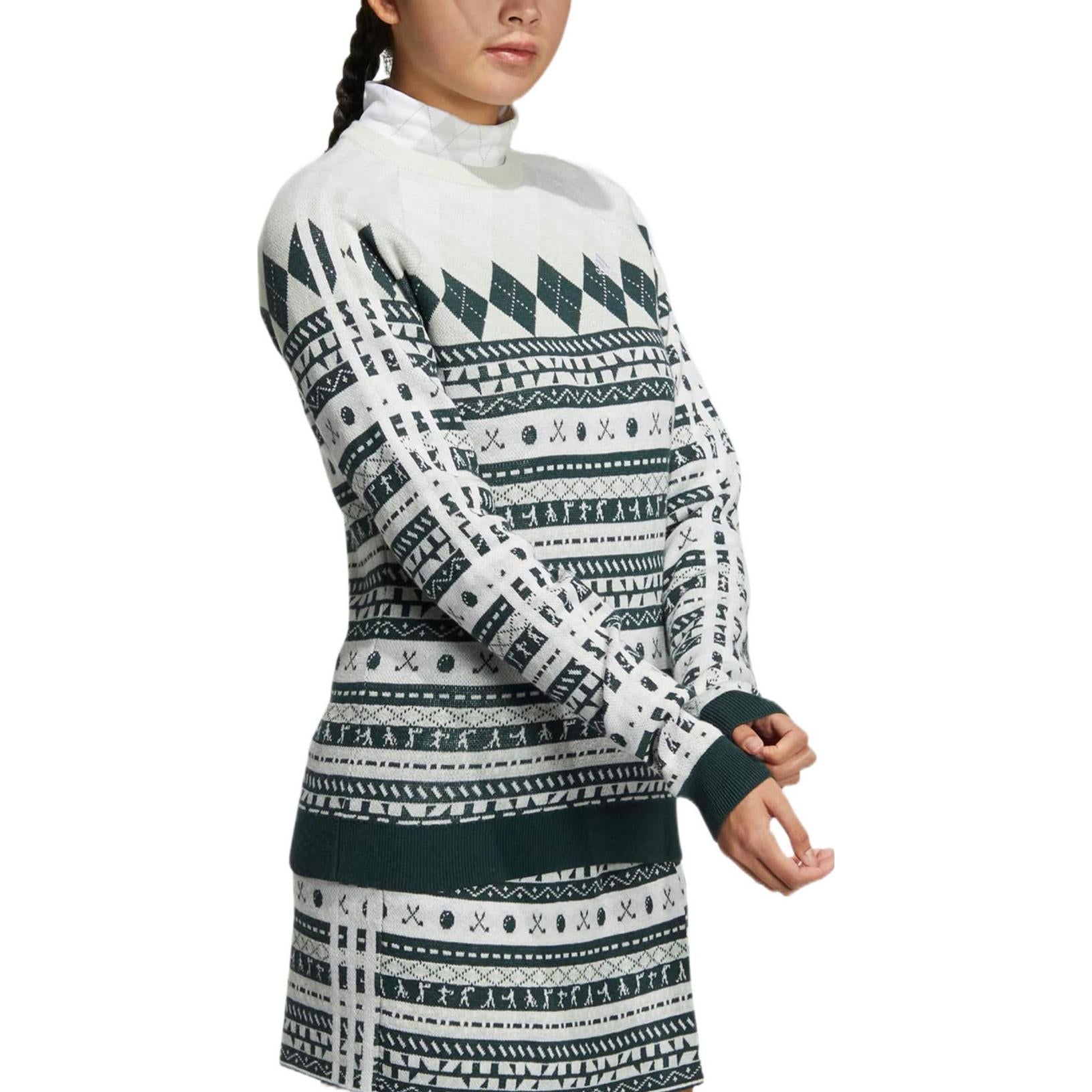 (WMNS) adidas Graphic Sweater Asia Sizing 'White Green' HG5795