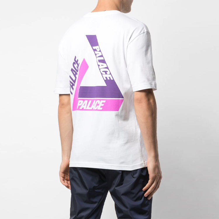 PALACE Tri-Shadow Christmas Limited Pink Purple Triangle Logo Round Neck Short Sleeve White T-Shirt P15TS240