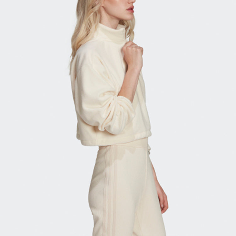 (WMNS) adidas Retro Luxury 1/4 Zip Cropped Sweater 'Beige' HL0047