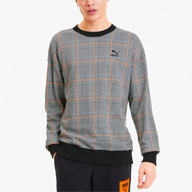 PUMA Rechack Pack Crew Sweatshirt 'Grey Black White Orange' 597897-01
