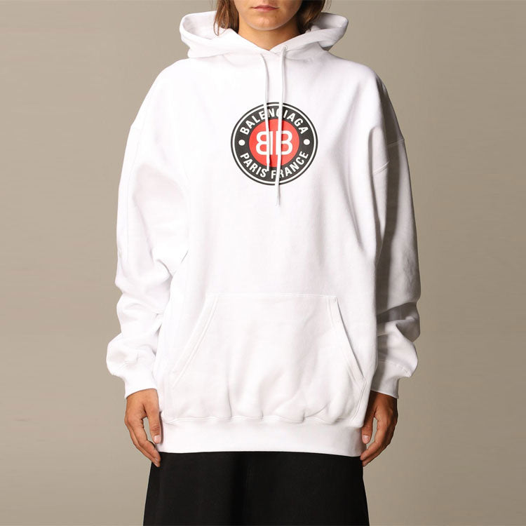 (WMNS) Balenciaga Printing Cotton Hoodie White 578135TJVD79000