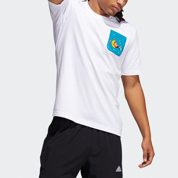 adidas Lil Stripe Pckt Printing Basketball Sports Round Neck Short Sleeve White GQ8376
