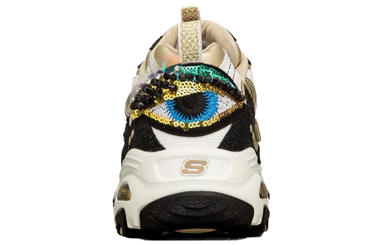 (WMNS) Skechers D'lites 1.0 Running Shoes Black/Gold 149245-BKGD