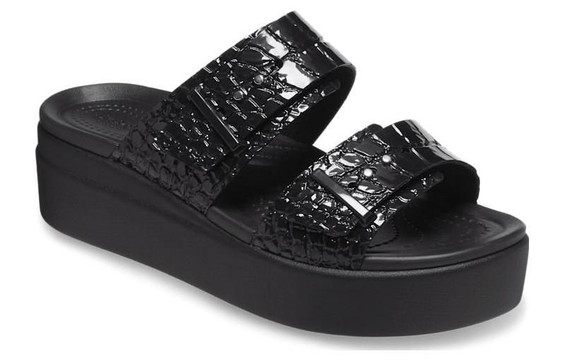 (WMNS) Crocs Brooklyn Croco Shine Buckle 'Black' 209361