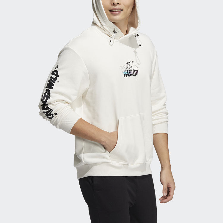 Men's adidas neo Radio W Hdy Cartoon Graffiti Printing Long Sleeves Beige HG9044