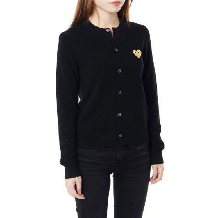 (WMNS) COMME des GARCONS PLAY Cardigan Gold Emblem 'Black' AZ-N049-051-1