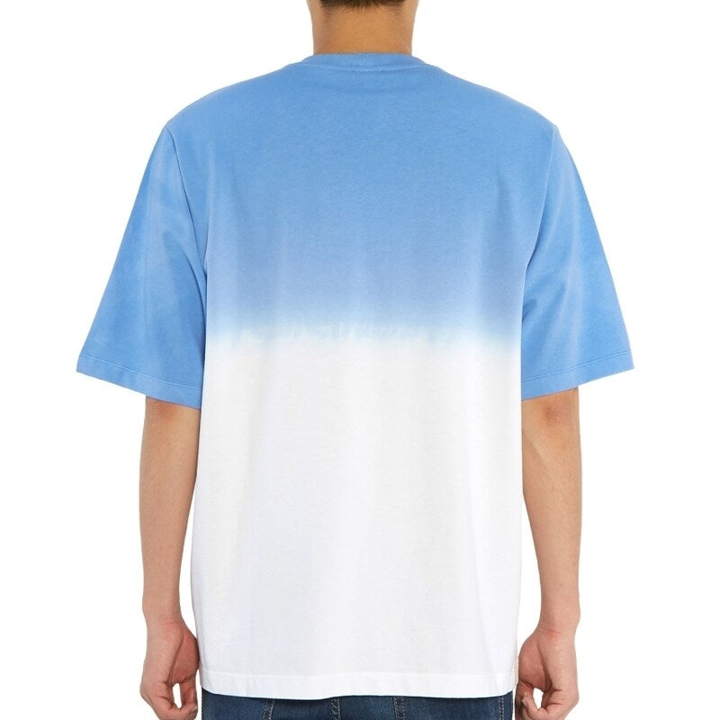 Men's KENZO Gradient Embroidered Round Neck Short Sleeve Blue White FA55TS5014YG-65