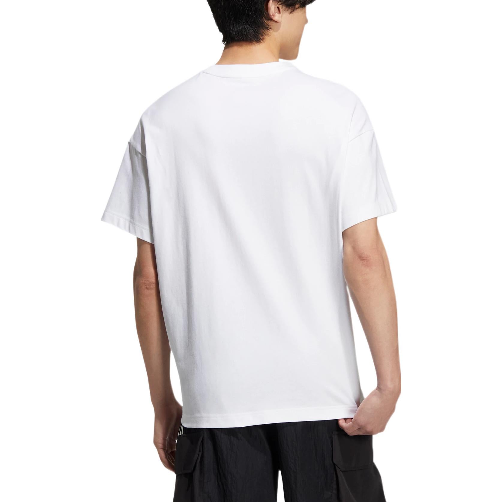 adidas neo U Vbe Tee 1 Logo Printing Pattern Round Neck Cotton Short Sleeve White T-Shirt HN4742