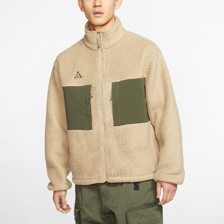 Nike ACG Sports Stay Warm Contrasting Colors Pocket Stand Collar Fleece Jacket Yellowbrown CT2950-247