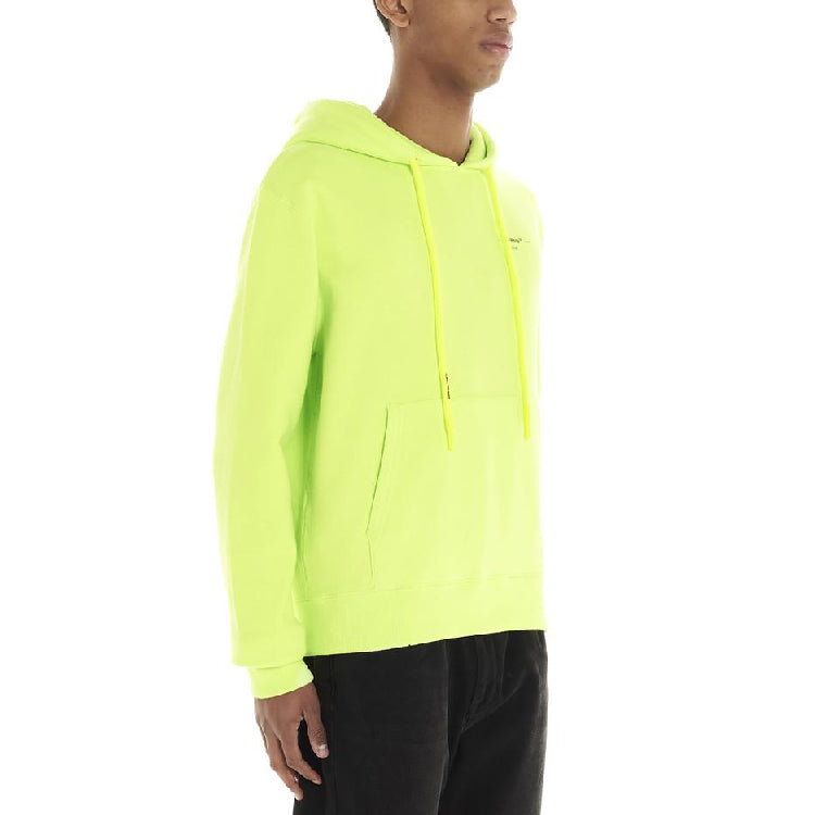 Off-White Embroidery Arrow Kangaroo Pocket Hooded Pullover Men Green OMBB034R20D250326291