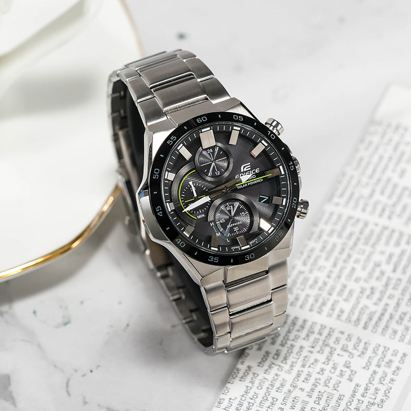 Casio Edifice Classic Solar Powered Analog Watch 'Black Steel Silver' EFB-690SBB-1AVUPR