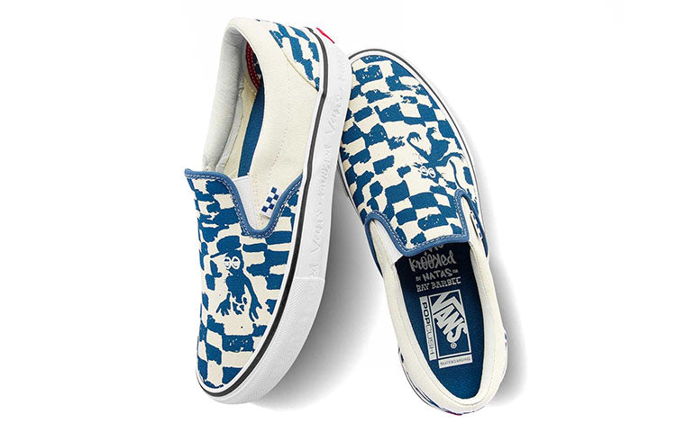 Vans Unisex Skate Slip-On Low-Top Sneakers Blue/White VN0A4BWDAPG