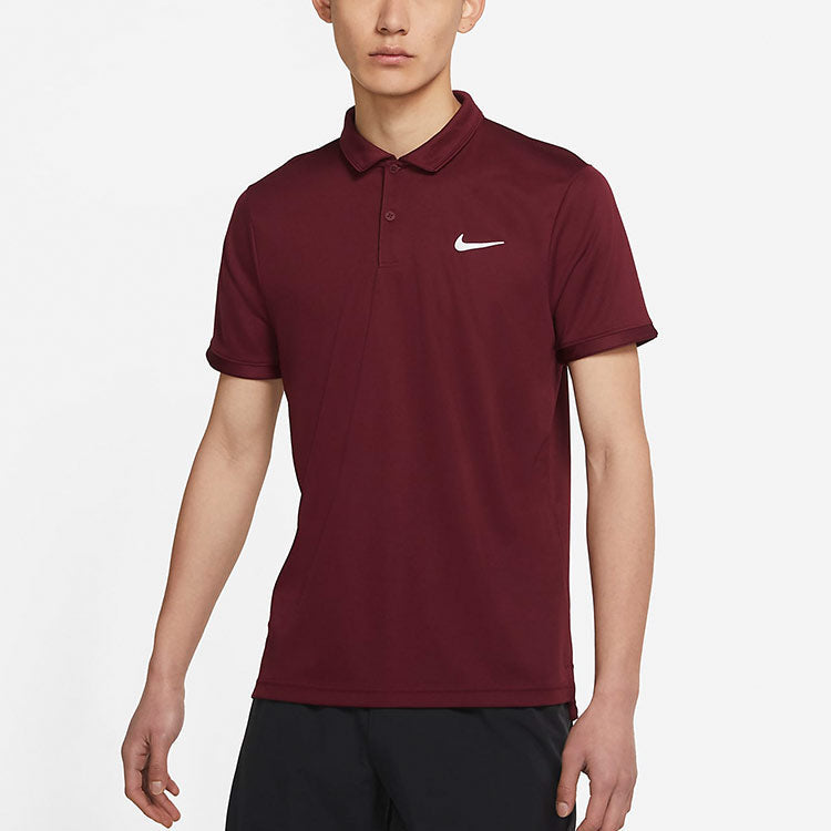 Nike Running Training Sports Quick Dry Breathable Short Sleeve Polo Shirt Red Wine red CW6851-638