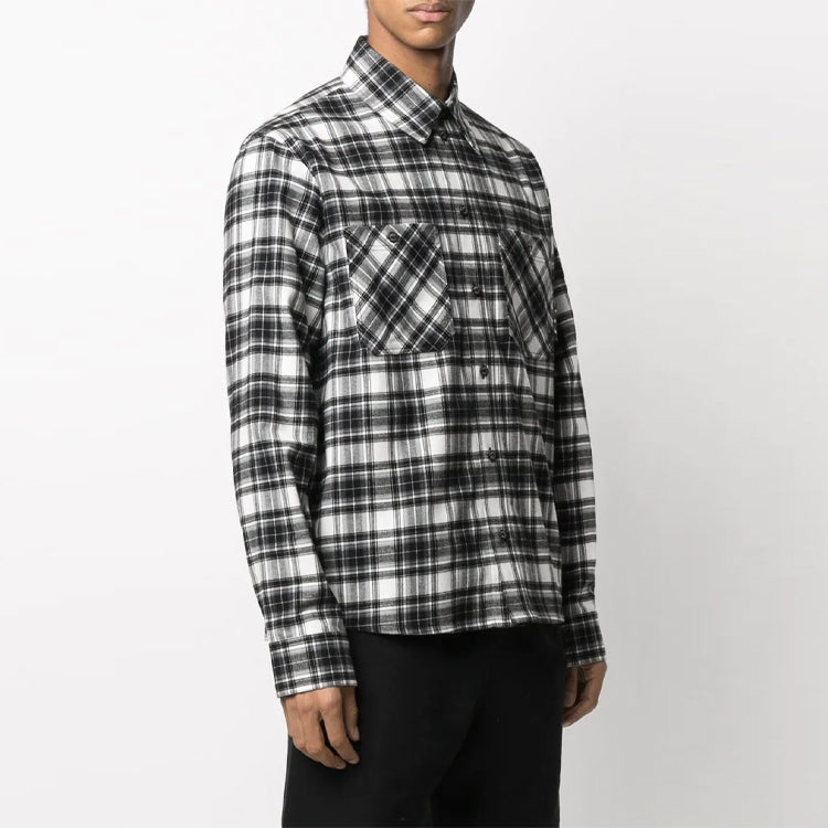 Off-White FW21 Plaid Large Arrow Printing Pattern Long Sleeves Shirt Version Black OMGA133R21FAB0021000-1