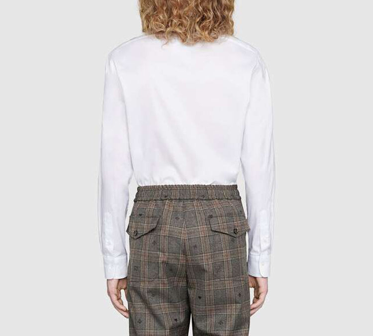 Gucci Band Oxford Cotton Long Sleeve Shirt Male White 604132-ZADN5-9000