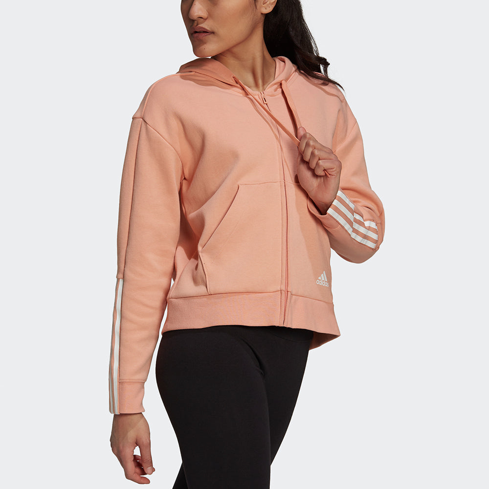 (WMNS) adidas W Dk Fz Hd Drawstring Hooded Jacket Pink Red H07804