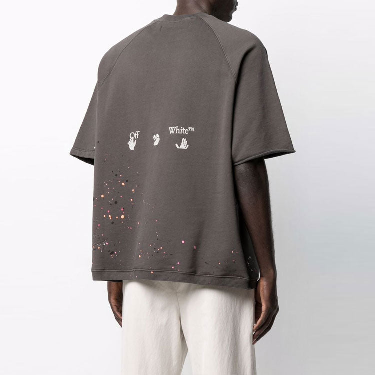 Men's Off-White SS21 Short Sleeve Ordinary Version Gray T-Shirt OMBA050S21FLE0020601