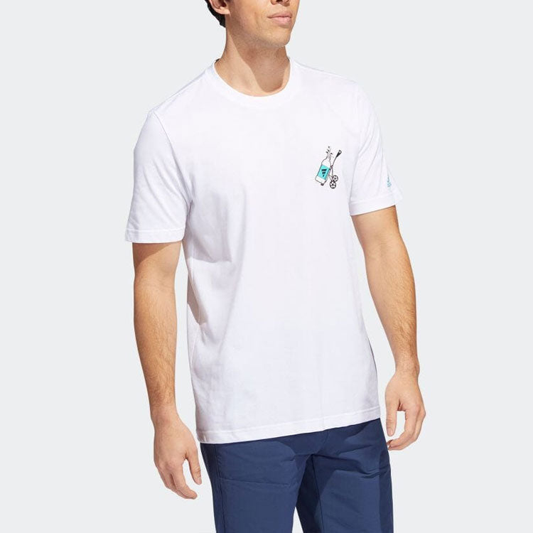 Men's adidas Logo Cartoon Pattern Printing Round Neck Short Sleeve Japanese Version White T-Shirt HG3186